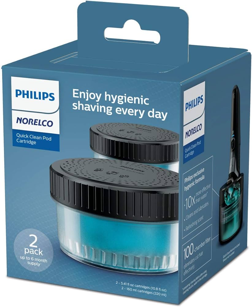 A package of two philips norelco shaving razors.