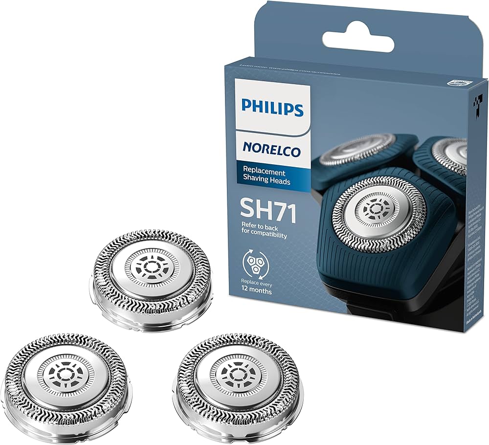 A package of three philips norelco sh 7 1 replacement heads.