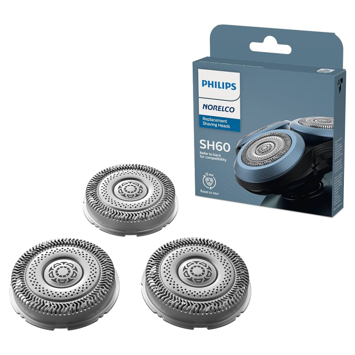 A package of three philips shaving heads.