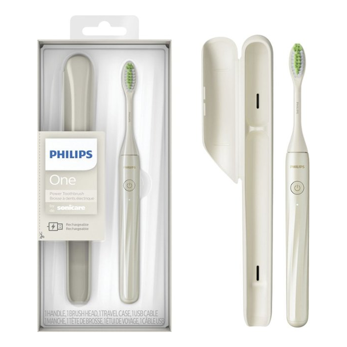 A box of two electric toothbrushes with one being an adult.