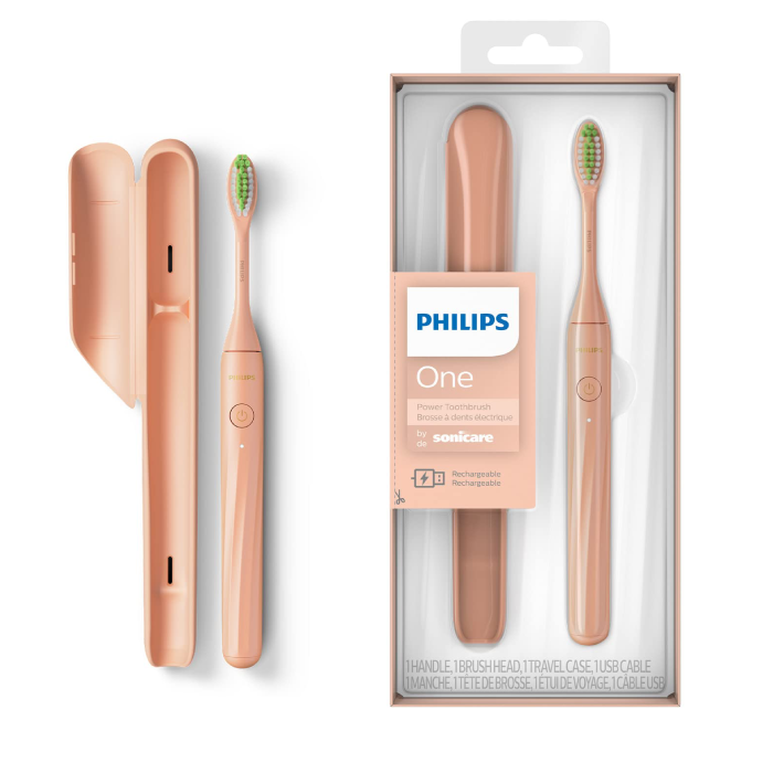 A set of two toothbrushes and an electric toothbrush.