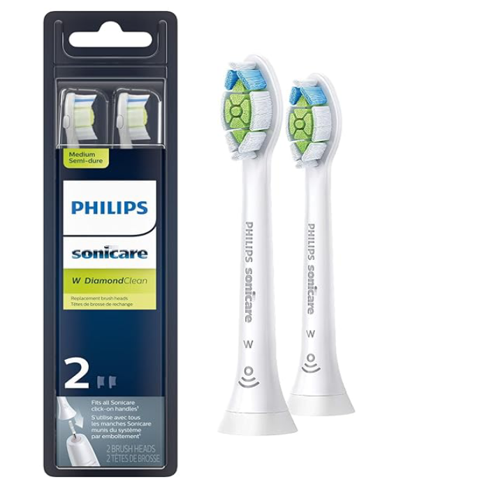 A pair of electric toothbrush heads in its packaging.