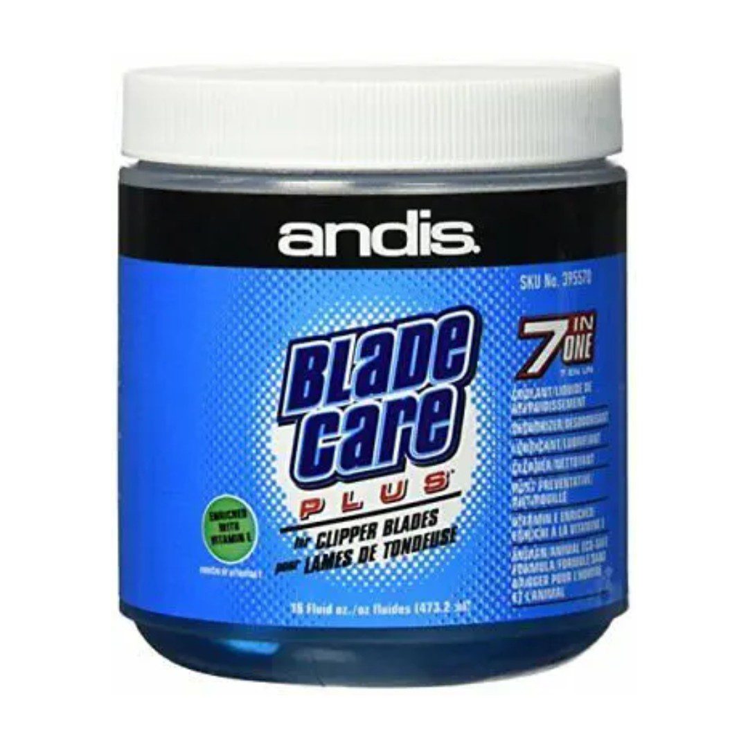 A tub of andis blade care plus
