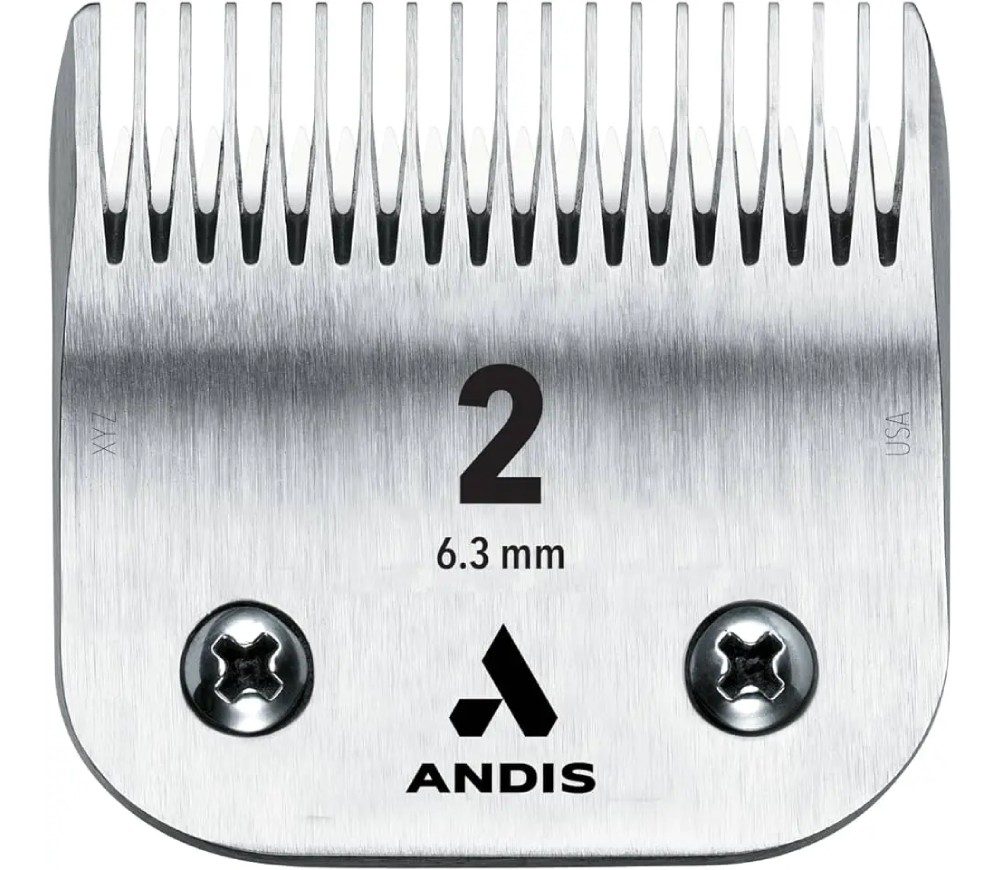 A close up of the number 2 on a metal comb