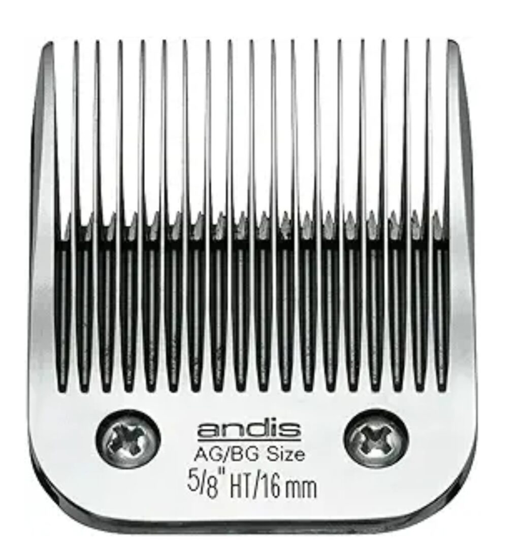 A close up of the front side of an andis comb