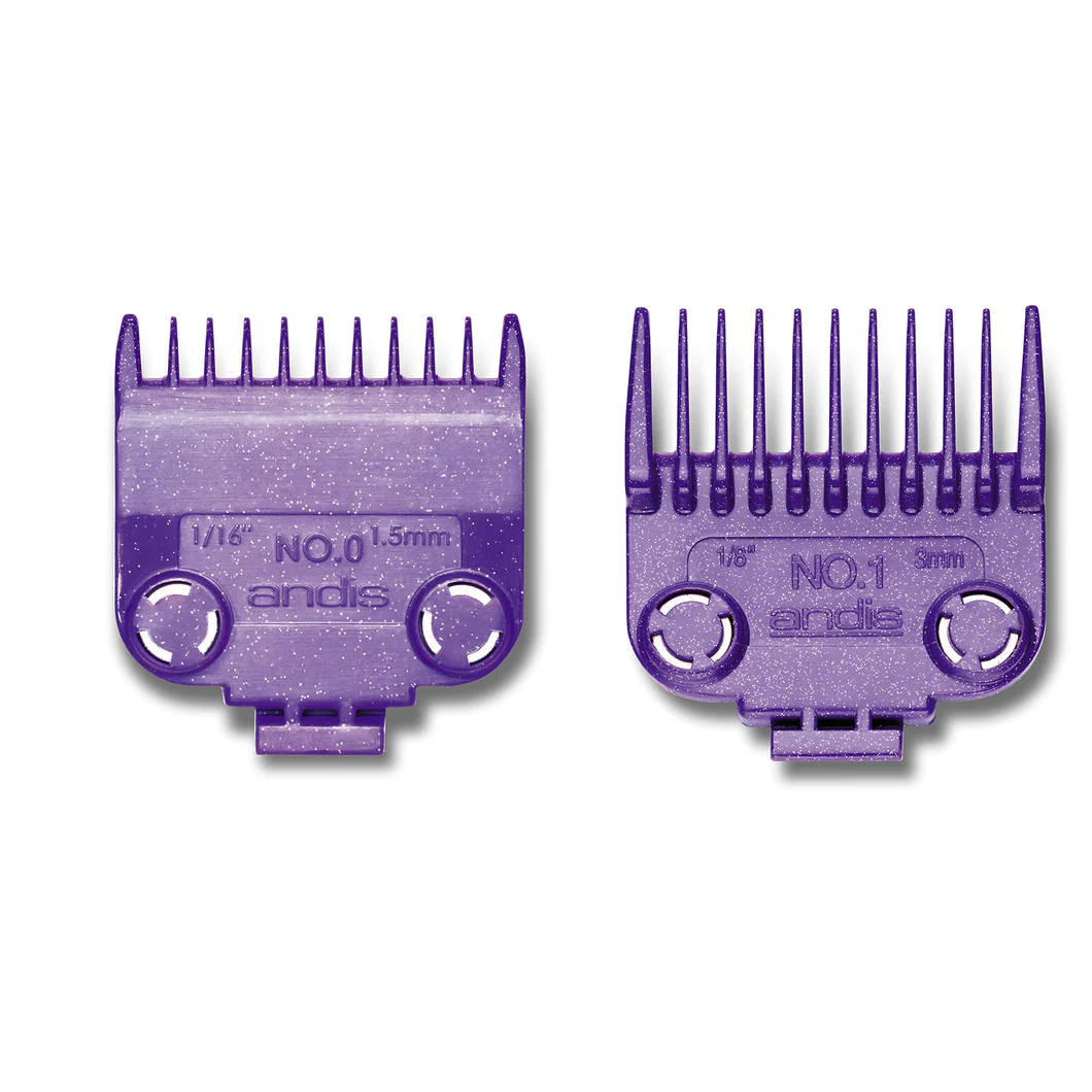 A purple comb is shown with two different sizes.